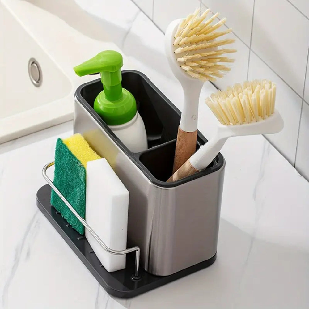 Lisslune | Stainless Steel Dish Soap Dispenser & Utensil Rack