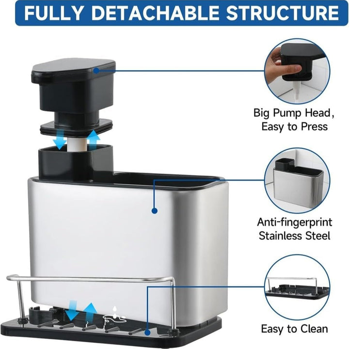 Lisslune | Stainless Steel Dish Soap Dispenser & Utensil Rack