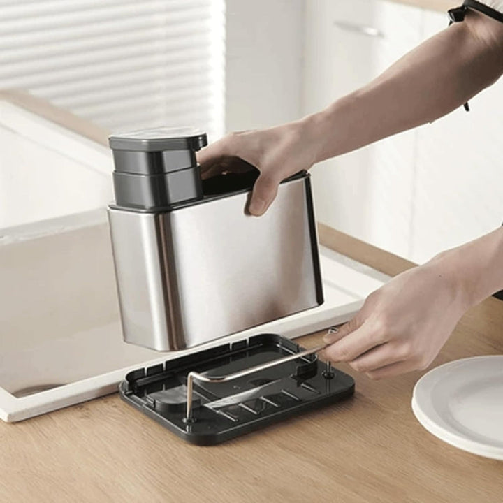 Lisslune | Stainless Steel Dish Soap Dispenser & Utensil Rack