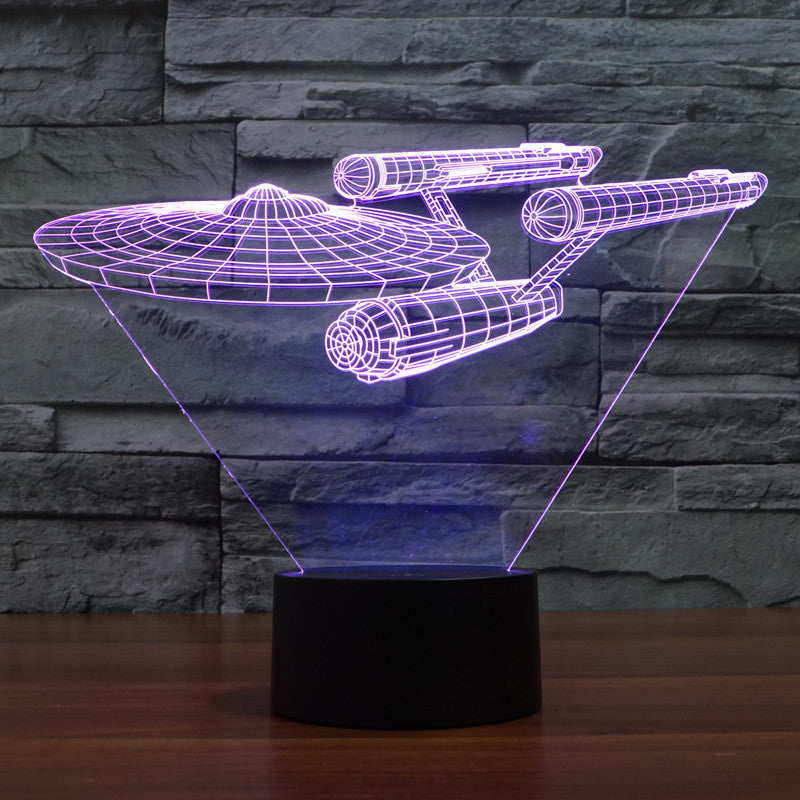 Lisslune | Lumora 3D Star Trek Enterprise Ship LED Lamp - Multicolor optical illusion light