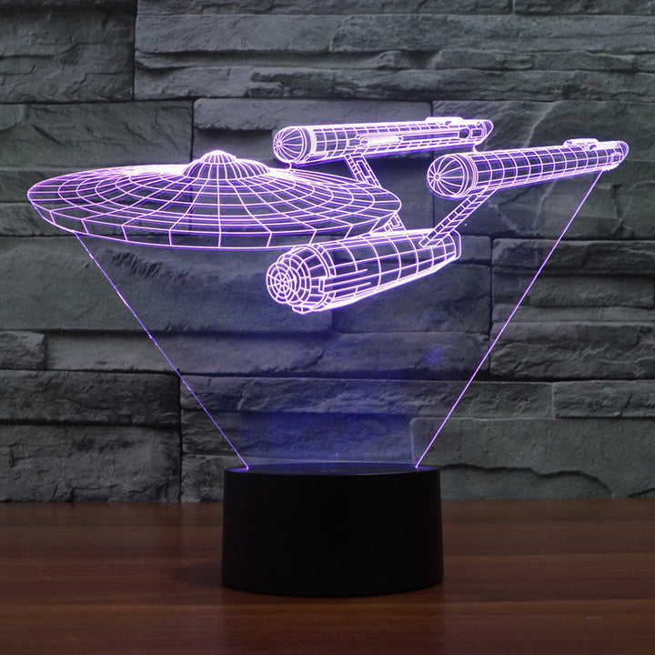 Lisslune | Lumora 3D Star Trek Enterprise Ship LED Lamp - Multicolor optical illusion light