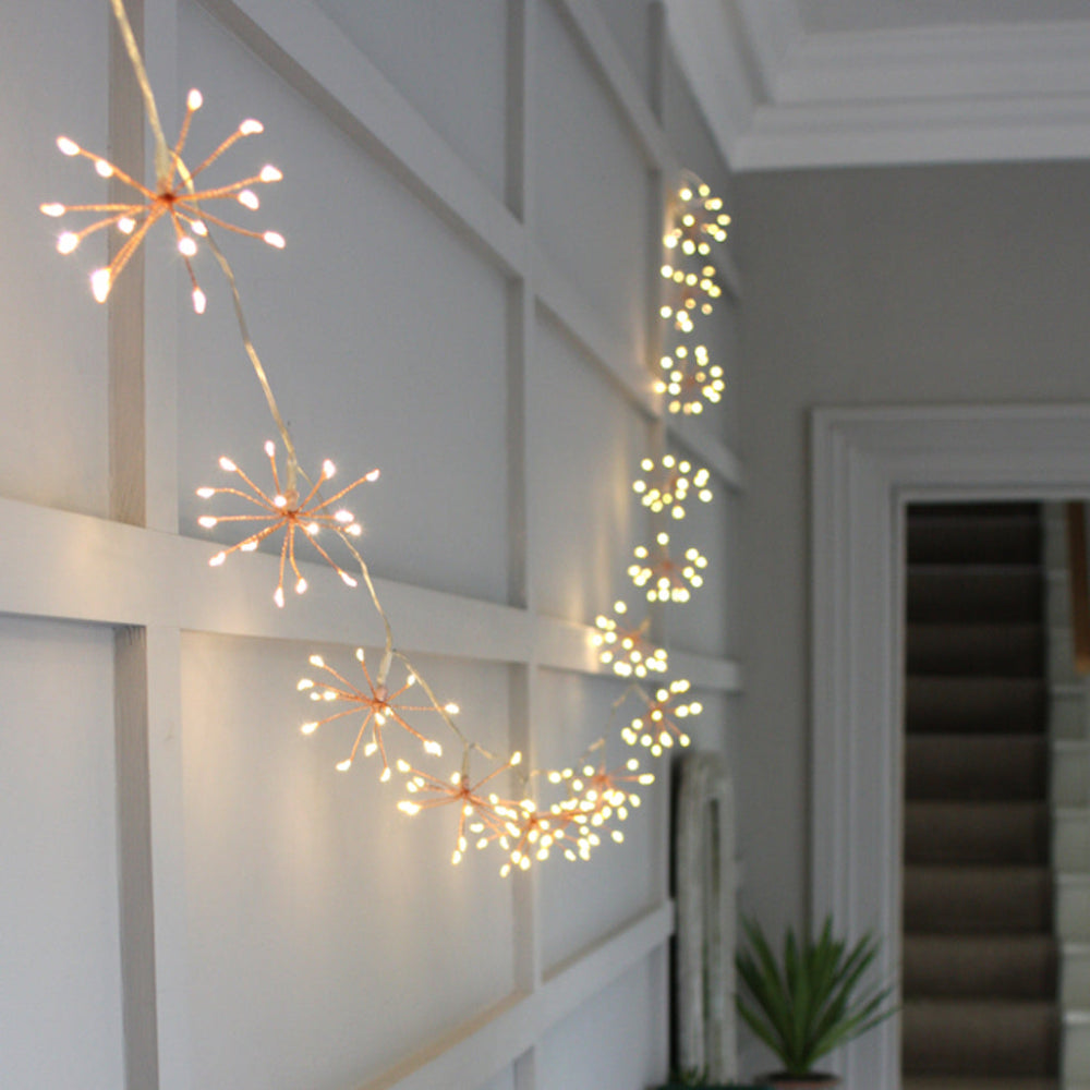 Lisslune | Starburra – Copper Starburst String Lights with Warm White LEDs for Indoor & Outdoor Decoration