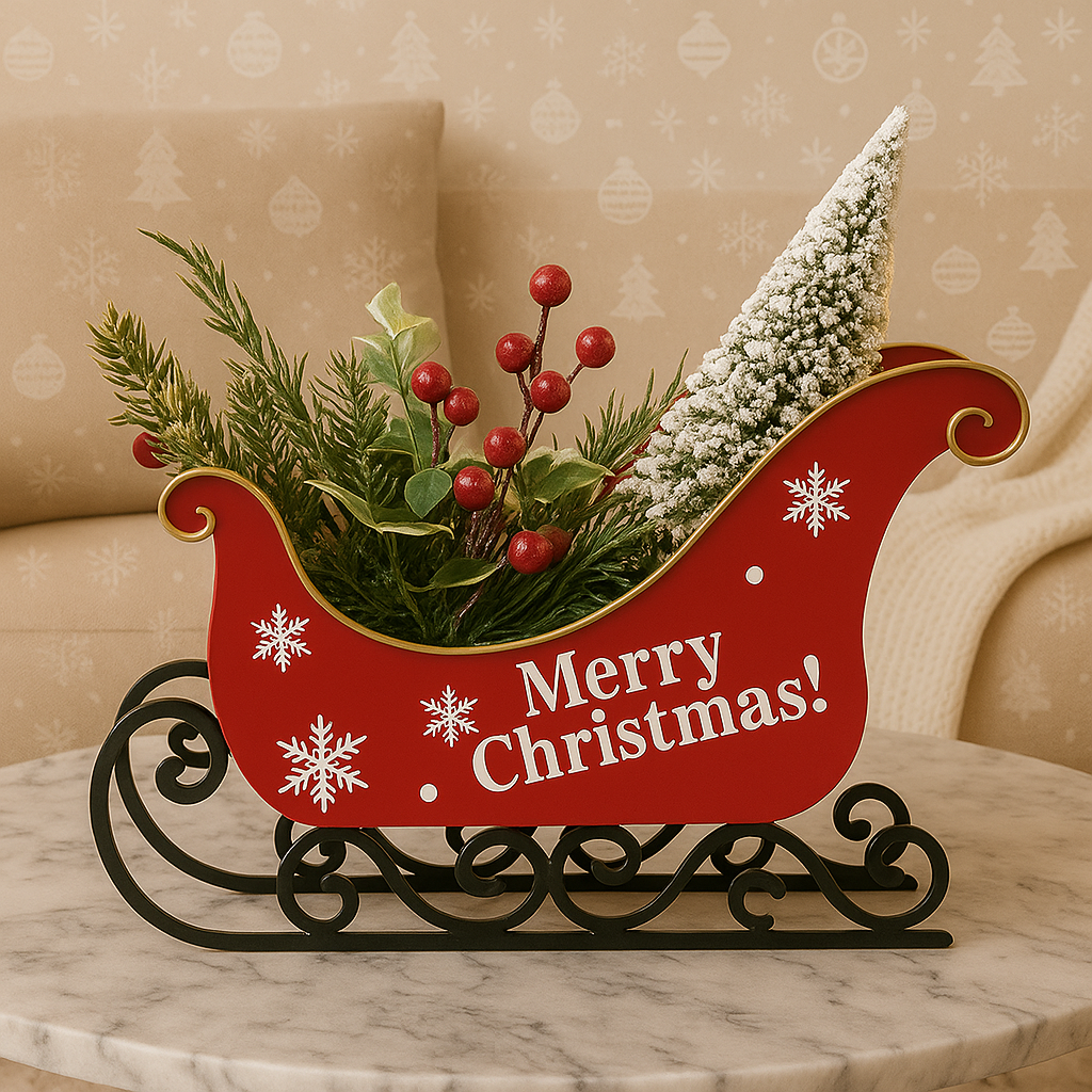Lisslune | Christmas Sleigh-Centerpiece Aurora – Festive Table Decoration with Star Light