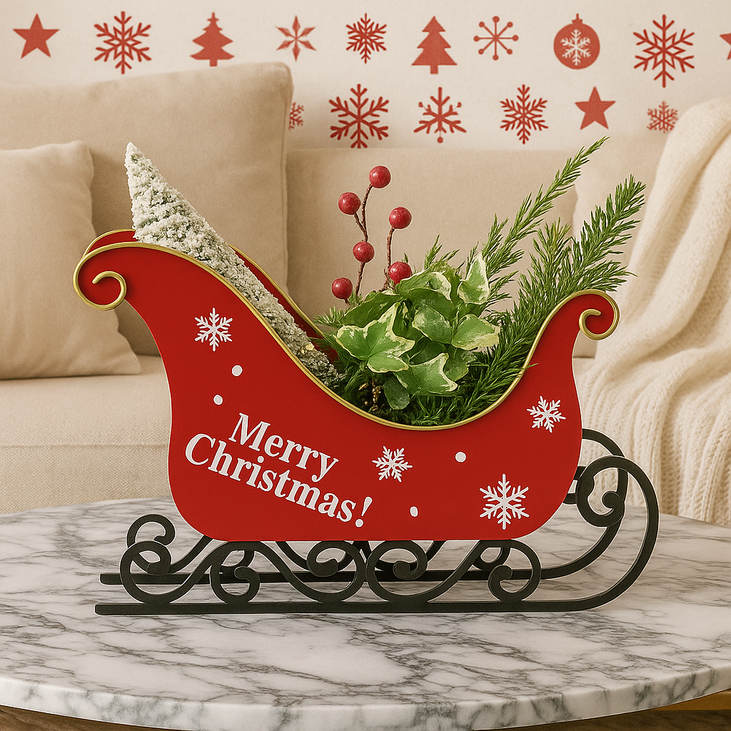 Lisslune | Christmas Sleigh-Centerpiece Aurora – Festive Table Decoration with Star Light