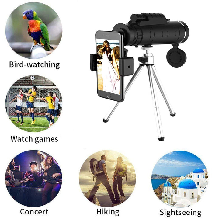 Lisslune | Starscope HD Monocular – High-Powered Waterproof Telescope with Smartphone Holder & Tripod