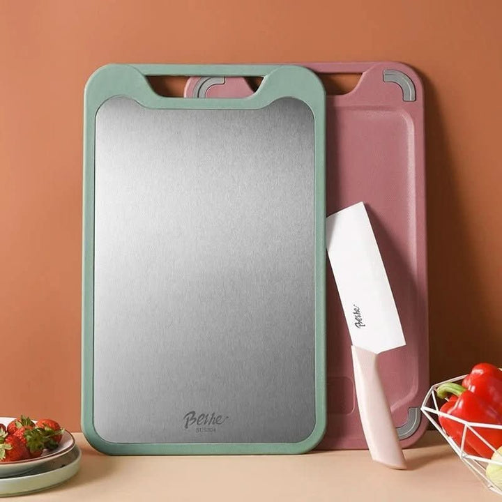 Lisslune | Double-sided stainless steel cutting board with non-stick surface and juice groove