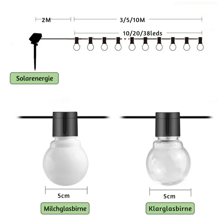 Lisslune | Waterproof Outdoor String Lights - Solar Garden Lighting for Balcony & Terrace