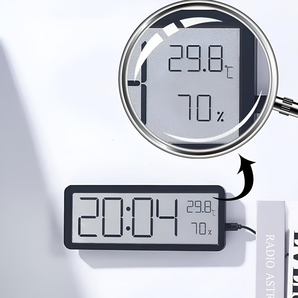 Lisslune | Digital LED Wall Clock – Large Display with Temperature and Humidity