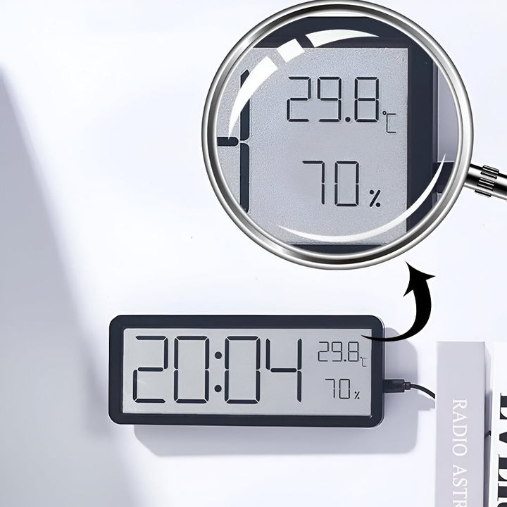 Lisslune | Digital LED Wall Clock – Large Display with Temperature and Humidity