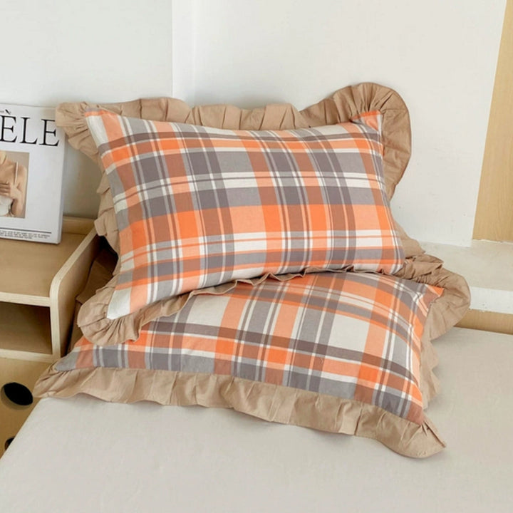 Lisslune | Striped Ruffled Lace Pillowcases in Multiple Colors