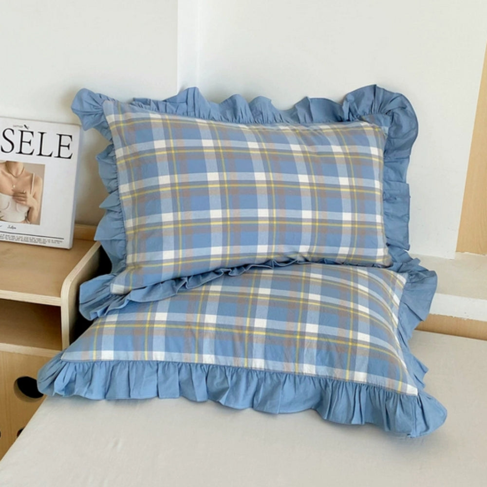 Lisslune | Striped Ruffled Lace Pillowcases in Multiple Colors