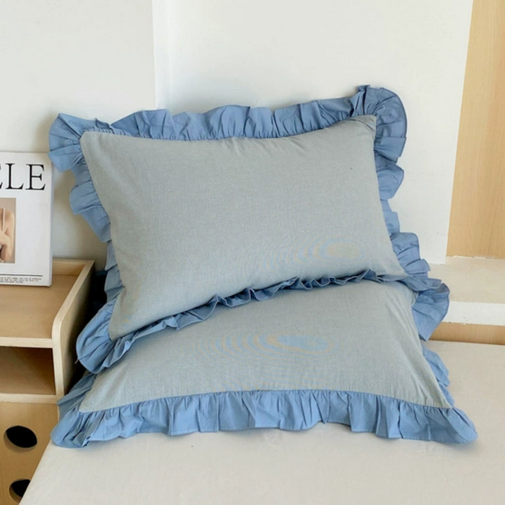 Lisslune | Striped Ruffled Lace Pillowcases in Multiple Colors