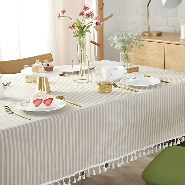 Lisslune | Classic Striped Tassel Table Cloth