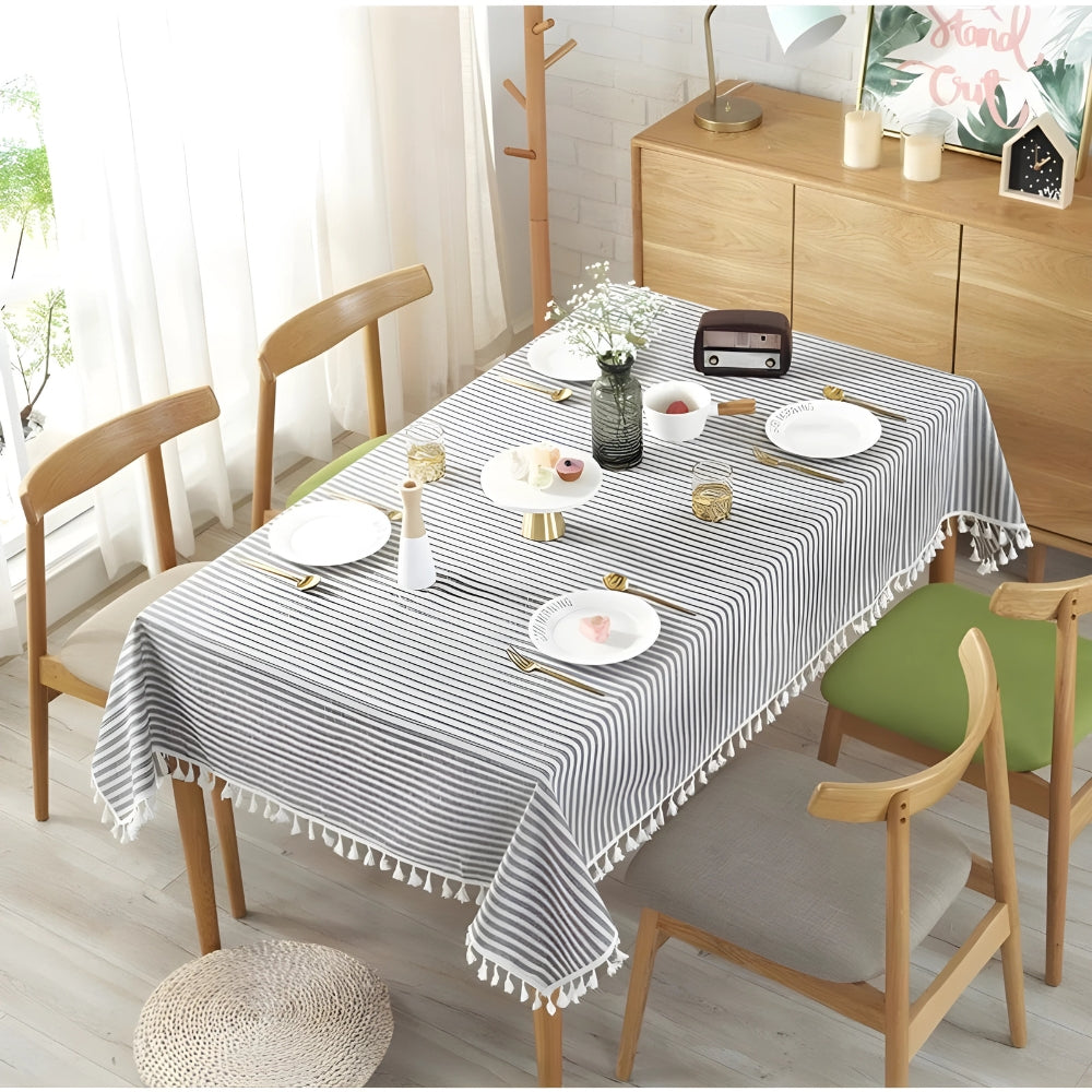 Lisslune | Classic Striped Tassel Table Cloth