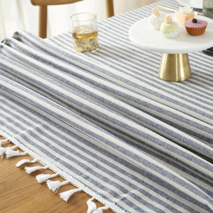 Lisslune | Classic Striped Tassel Table Cloth