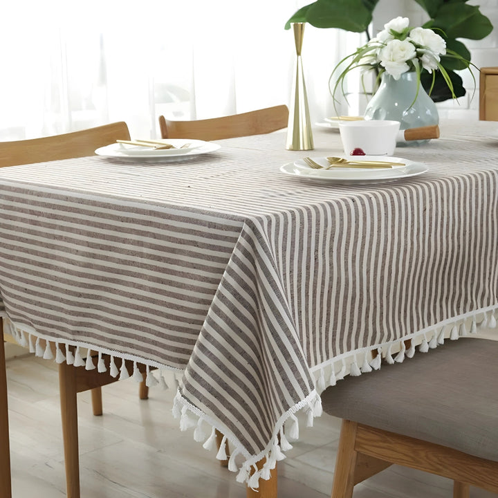Lisslune | Classic Striped Tassel Table Cloth