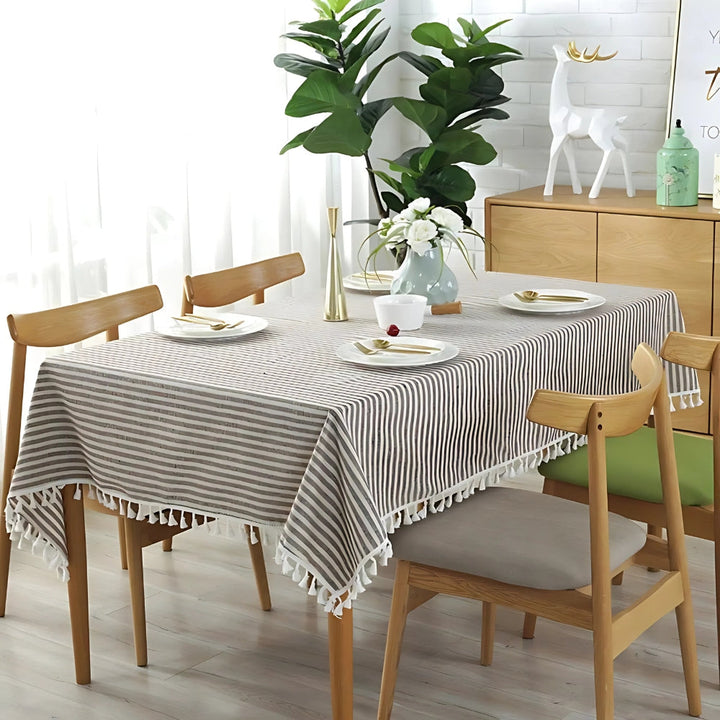 Lisslune | Classic Striped Tassel Table Cloth