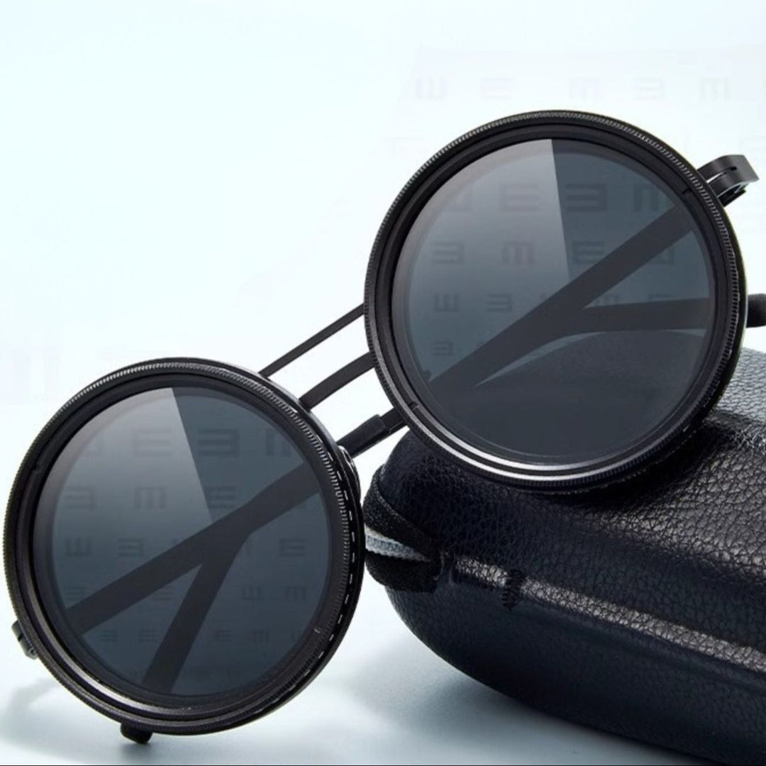 Lisslune | VisionRound Polarized Sunglasses – Unisex Retro Design with Adjustable Light Filter