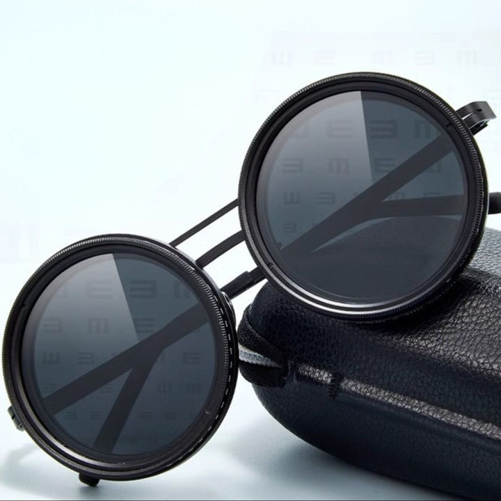 Lisslune | VisionRound Polarized Sunglasses – Unisex Retro Design with Adjustable Light Filter