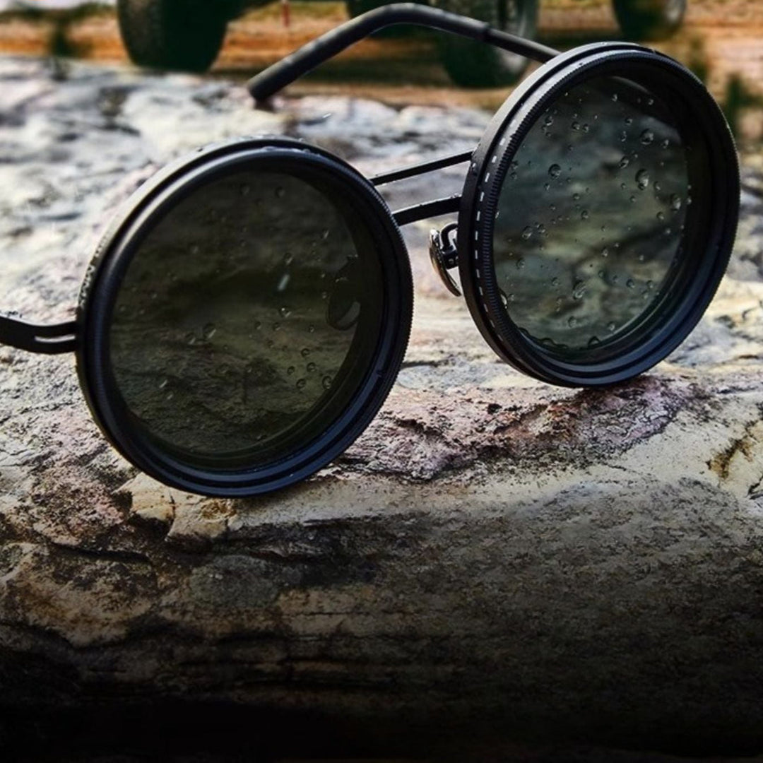 Lisslune | VisionRound Polarized Sunglasses – Unisex Retro Design with Adjustable Light Filter