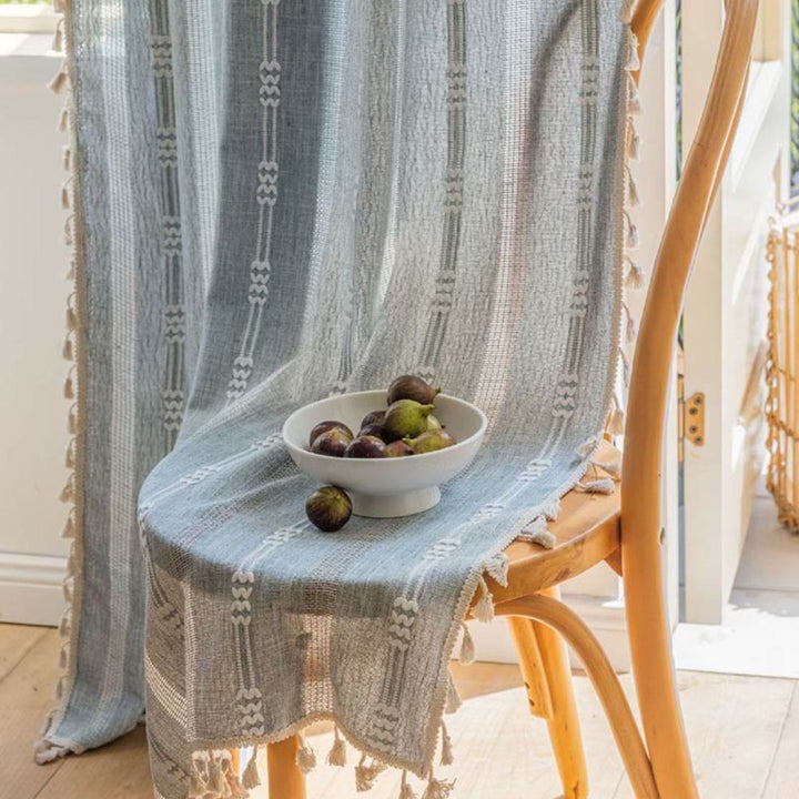 Lisslune | Sunlit Stripes Sheer Tassel Curtain