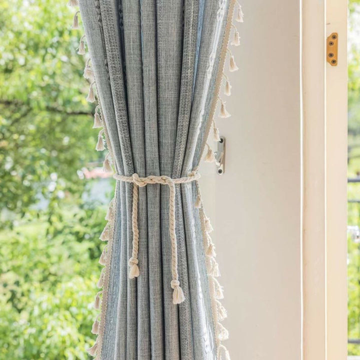 Lisslune | Sunlit Stripes Sheer Tassel Curtain