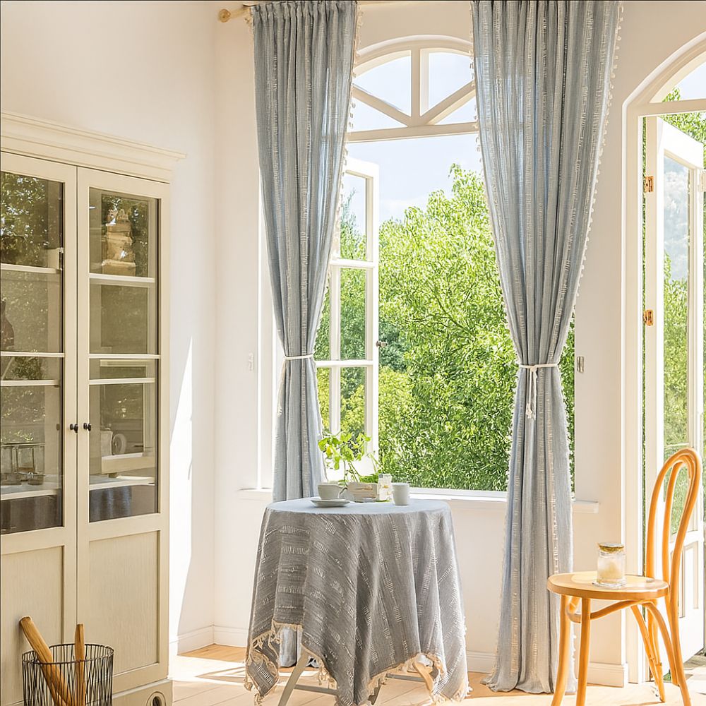Lisslune | Sunlit Stripes Sheer Tassel Curtain