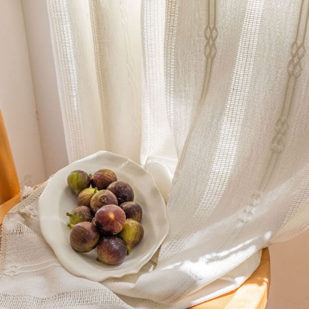 Lisslune | Sunlit Stripes Sheer Tassel Curtain