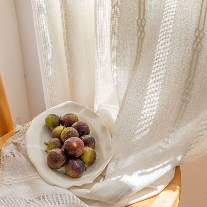 Lisslune | Sunlit Stripes Sheer Tassel Curtain