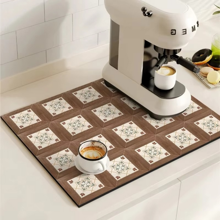 Lisslune | Retro Tile Design Absorbent Coffee Mat