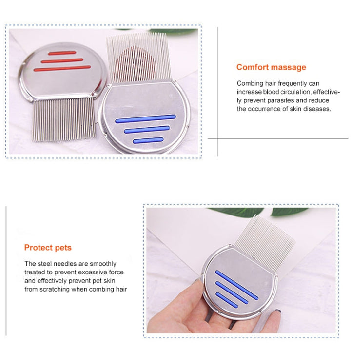 Dog Hair Clipper Flea Cleaning Comb Stainless Steel Thread Drive Needle Comb Removal Beauty Products (Green)