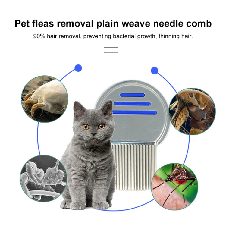 Dog comb flea comb stainless steel threaded frame comb removal beauty products (Blue)