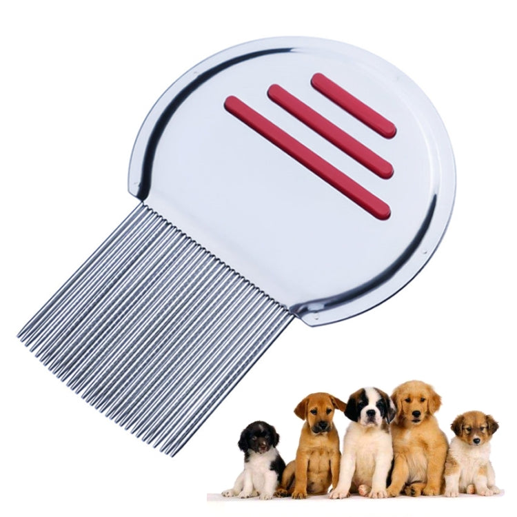 Pet hair comb dog flea comb stainless steel thread needle comb removal beauty products (Red)