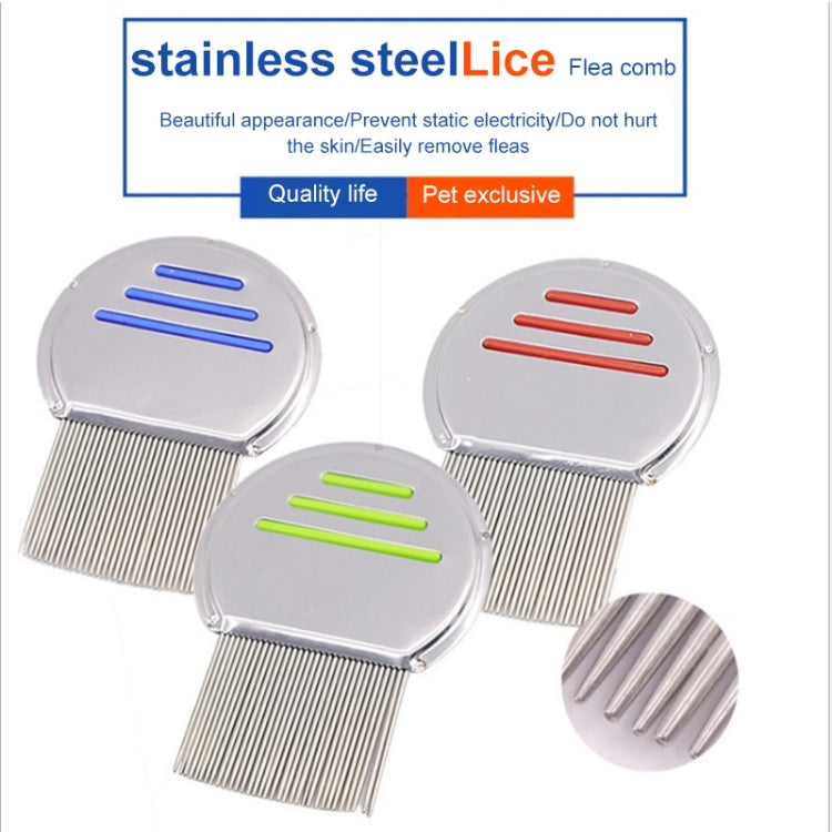 Pet hair comb dog flea comb stainless steel thread needle comb removal beauty products (Red)