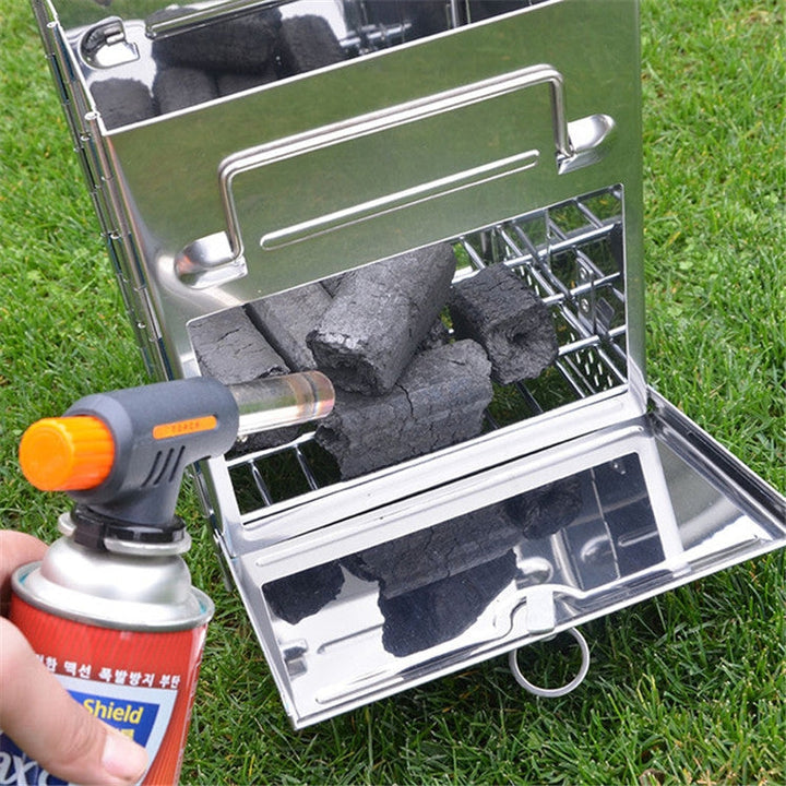 Lisslune | Portable Stainless Steel Folding Grill Charcoal Grill Grill Outdoor Camping Wood Stove