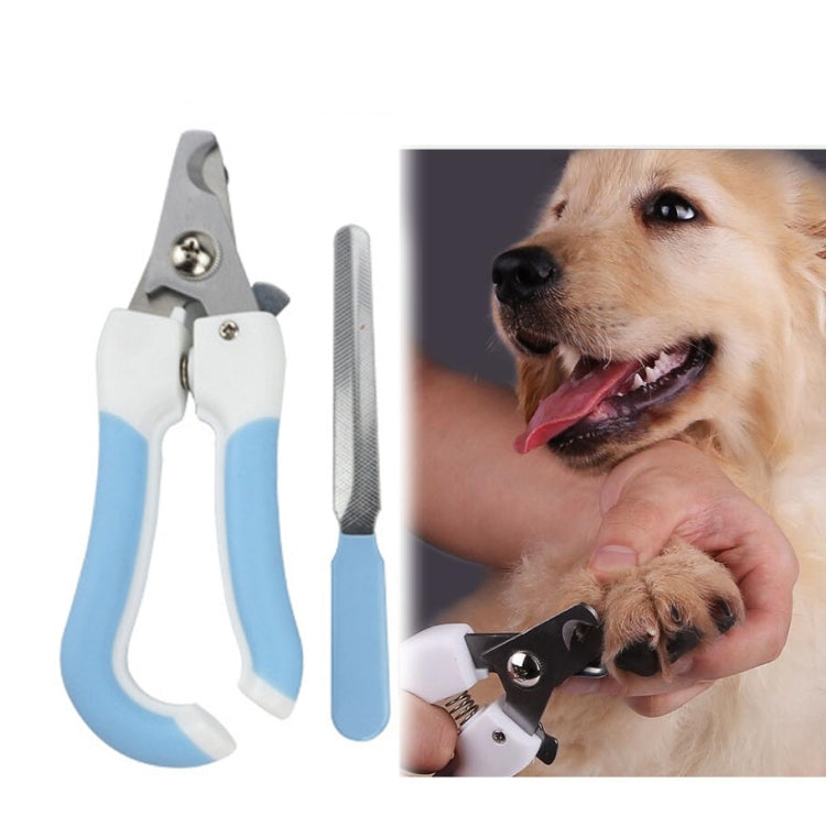 Two-piece Pet Toe Stainless Steel Cat and Dog Nail Clipper File, Size:S(Blue)