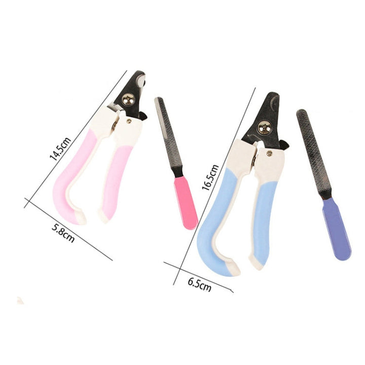 Two-piece pet tool stainless steel cat and dog claw clipper file, Size:S(Pink)