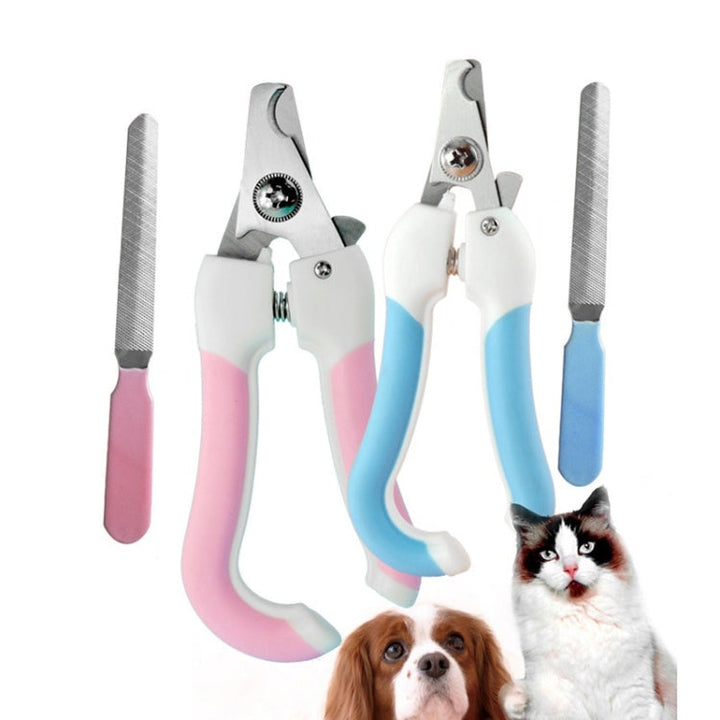 Two-piece pet toenail stainless steel cat and dog claw cutter file, Size:L(Blue)