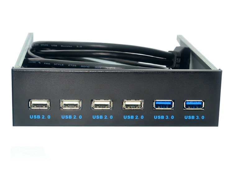 Lisslune | 6 Ports 5.25 Inch Floppy Bay Frontpanel with Power Adapter USB Hub Splitter 2 Ports USB 3.0 + 4 Ports USB 2.0