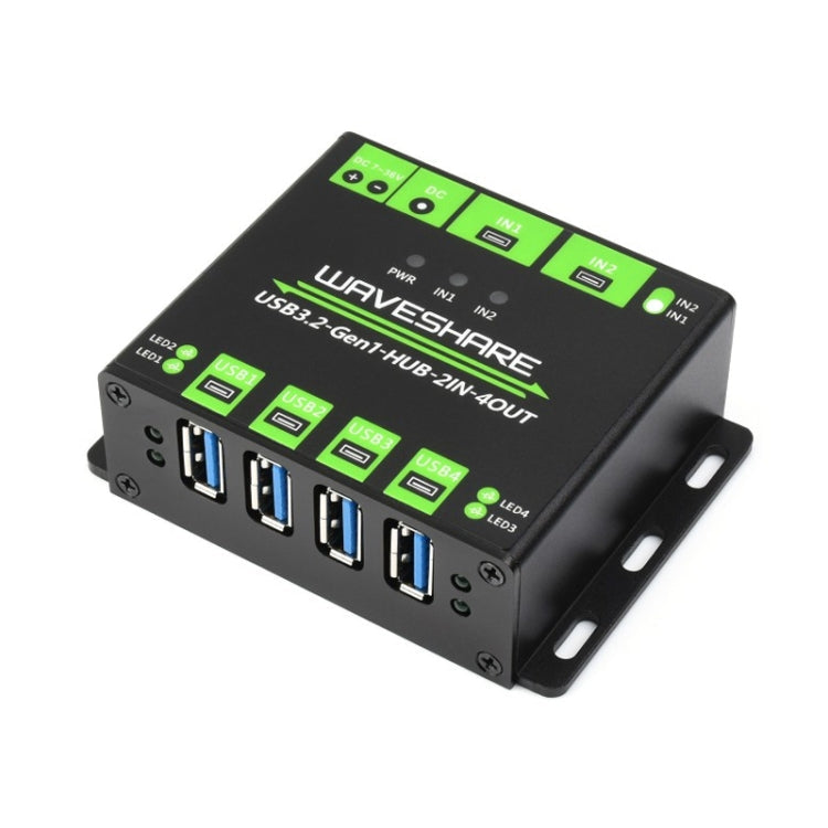 Lisslune | Waveshare 23929 USB HUB, expansion of 4 X USB 3.2 ports, switchable dual hosts, multiple protective measures
