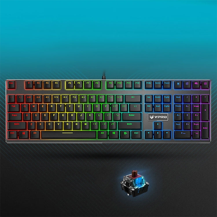 Lisslune | Rapoo V700RGB 104 Keys USB Wired Gaming Computer Mechanical Keyboard without Impact (Tea Shaft)