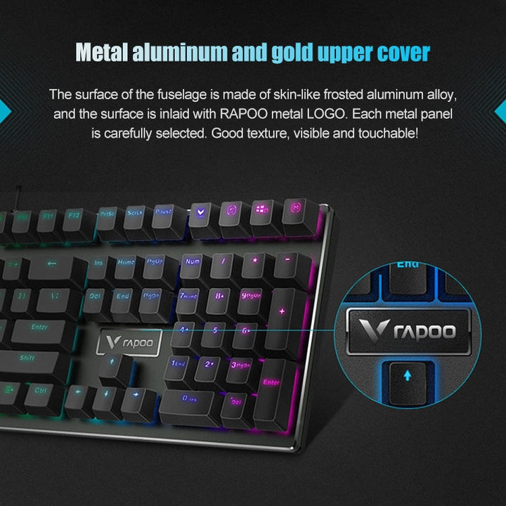 Lisslune | Rapoo V700RGB 104 Keys USB Wired Gaming Computer Mechanical Keyboard without Impact (Tea Shaft)