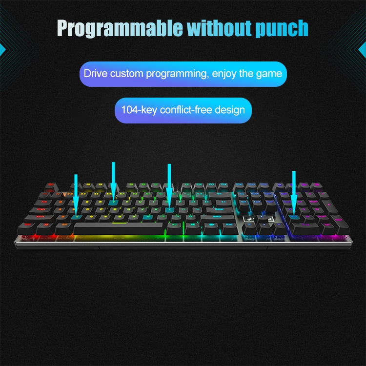 Lisslune | Rapoo V700RGB 104 Keys USB Wired Gaming Computer Mechanical Keyboard without Impact (Tea Shaft)