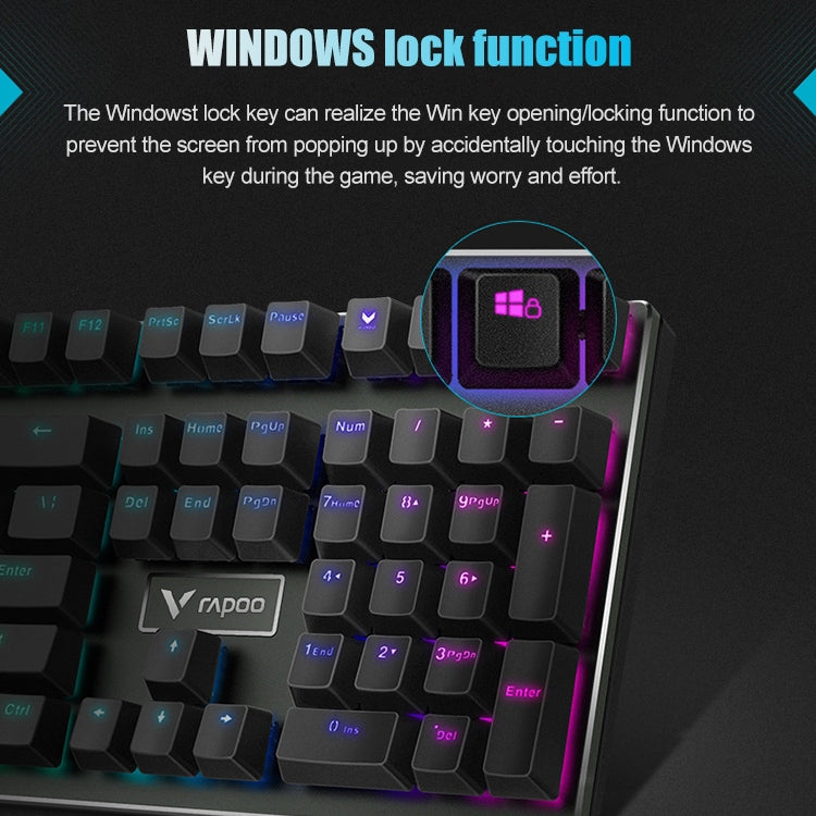 Lisslune | Rapoo V700RGB 104 Keys USB Wired Gaming Computer Mechanical Keyboard without Impact (Tea Shaft)