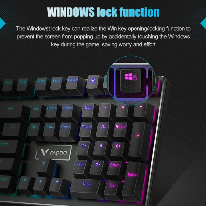 Lisslune | Rapoo V700RGB 104 Keys USB Wired Gaming Computer Mechanical Keyboard without Impact (Tea Shaft)
