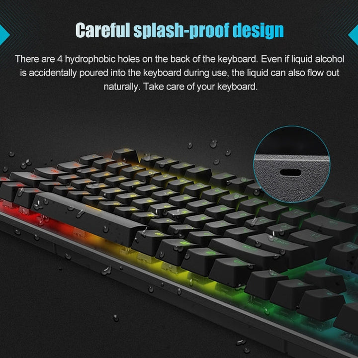 Lisslune | Rapoo V700RGB 104 Keys USB Wired Gaming Computer Mechanical Keyboard without Impact (Tea Shaft)