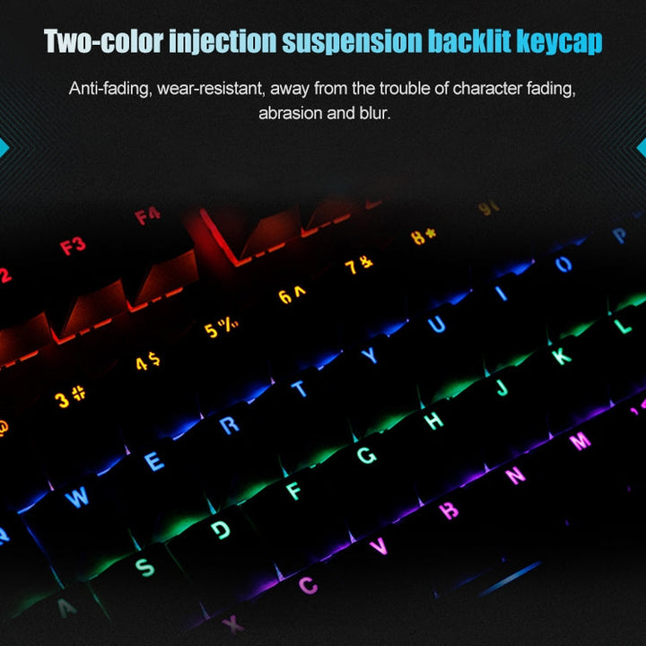 Lisslune | Rapoo V700S 104 Keys Mixed Color Backlight USB Wired Gaming Computer No Key Press Mechanical Keyboard (Red Shaft)