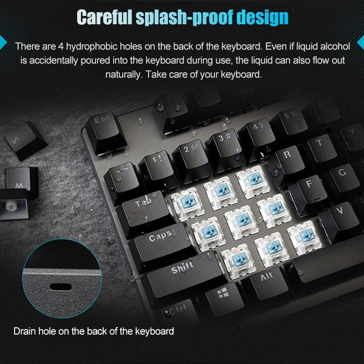 Lisslune | Rapoo V700S 104 Keys Mixed Color Backlight USB Wired Gaming Computer No Key Press Mechanical Keyboard (Red Shaft)