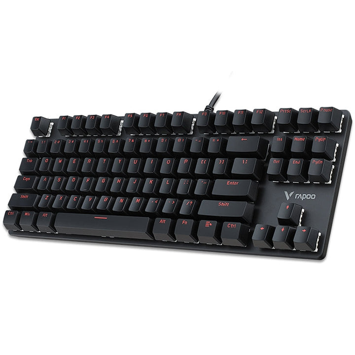 Lisslune | Rapoo V500 87-Key Alloy Edition Desktop Laptop Computer Gaming Esports Office Home Typing Metal Wired Mechanical Keyboard without Backlight, (Black Shaft)