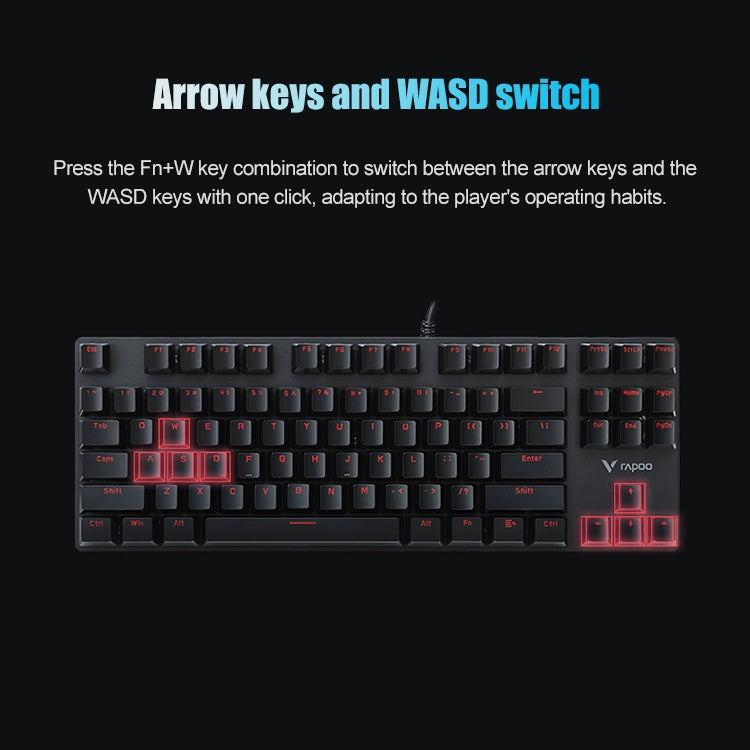 Lisslune | Rapoo V500 87-Key Alloy Edition Desktop Laptop Computer Gaming Esports Office Home Typing Metal Wired Mechanical Keyboard without Backlight, (Black Shaft)